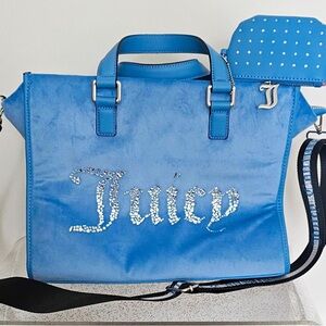 Juicy Couture Blue Satchel with Rhinestone Logo